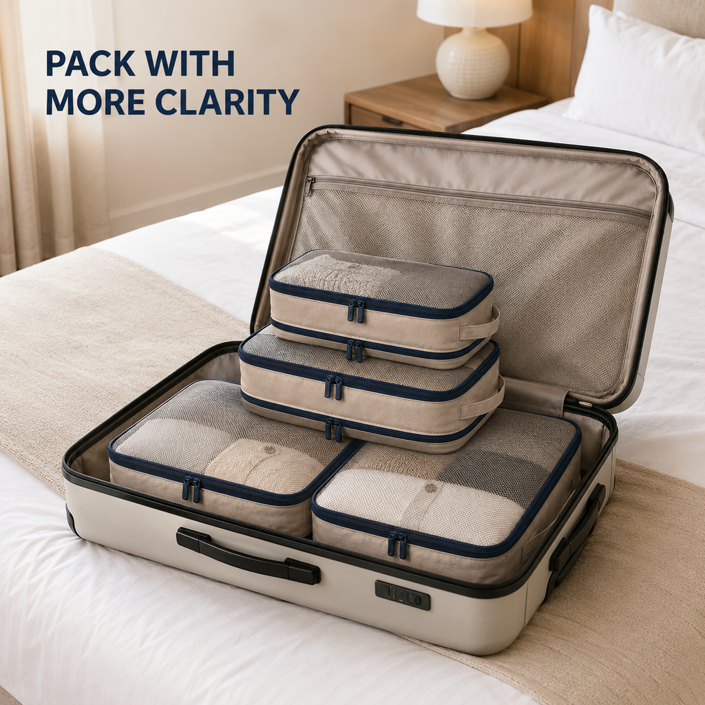 PackCove Compression Packing Cube Set – 4-Piece Travel Organizers