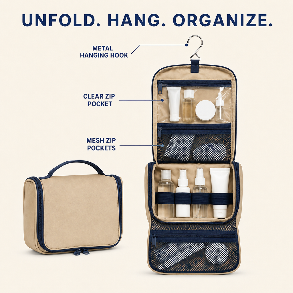 RollEase Hanging Toiletry Organizer