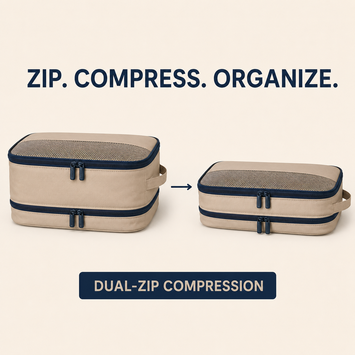 PackCove Compression Packing Cube Set – 4-Piece Travel Organizers