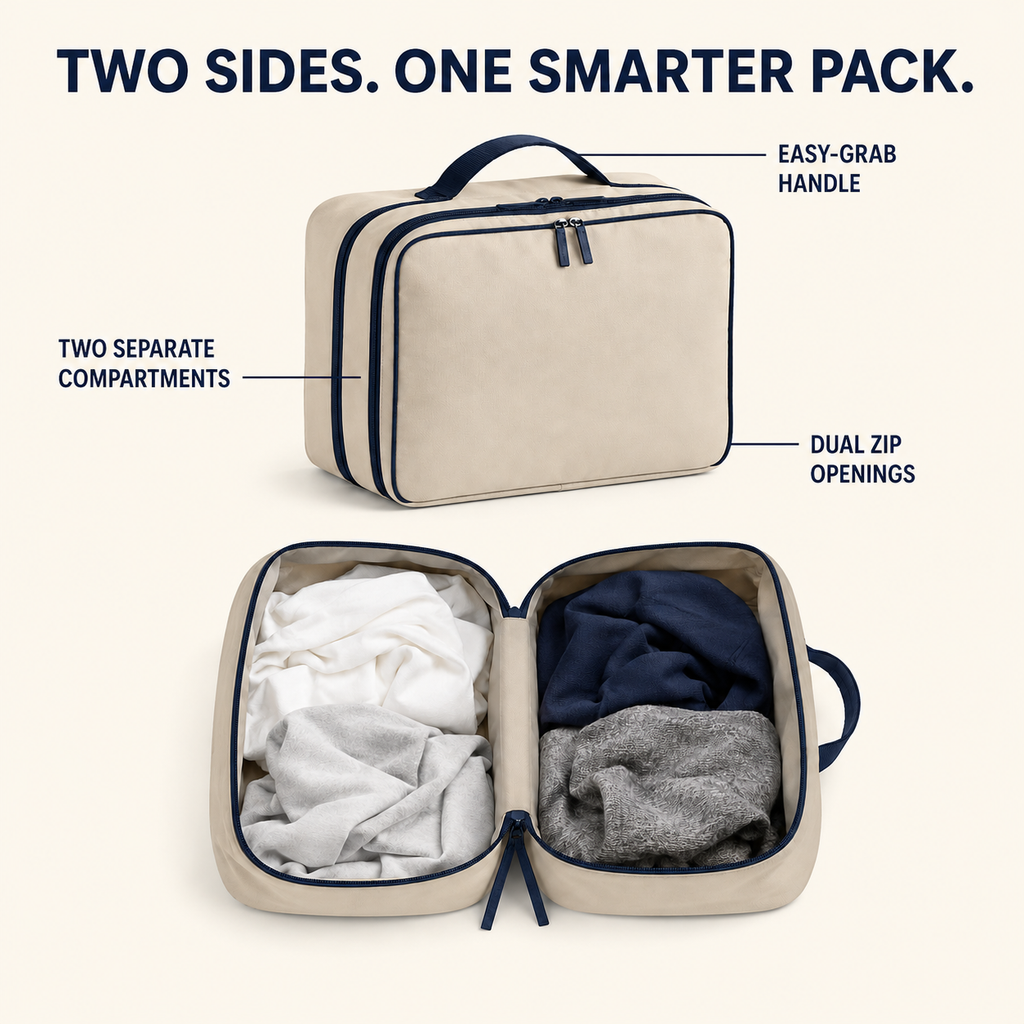 SplitPack Dual-Compartment Travel Laundry Pouch