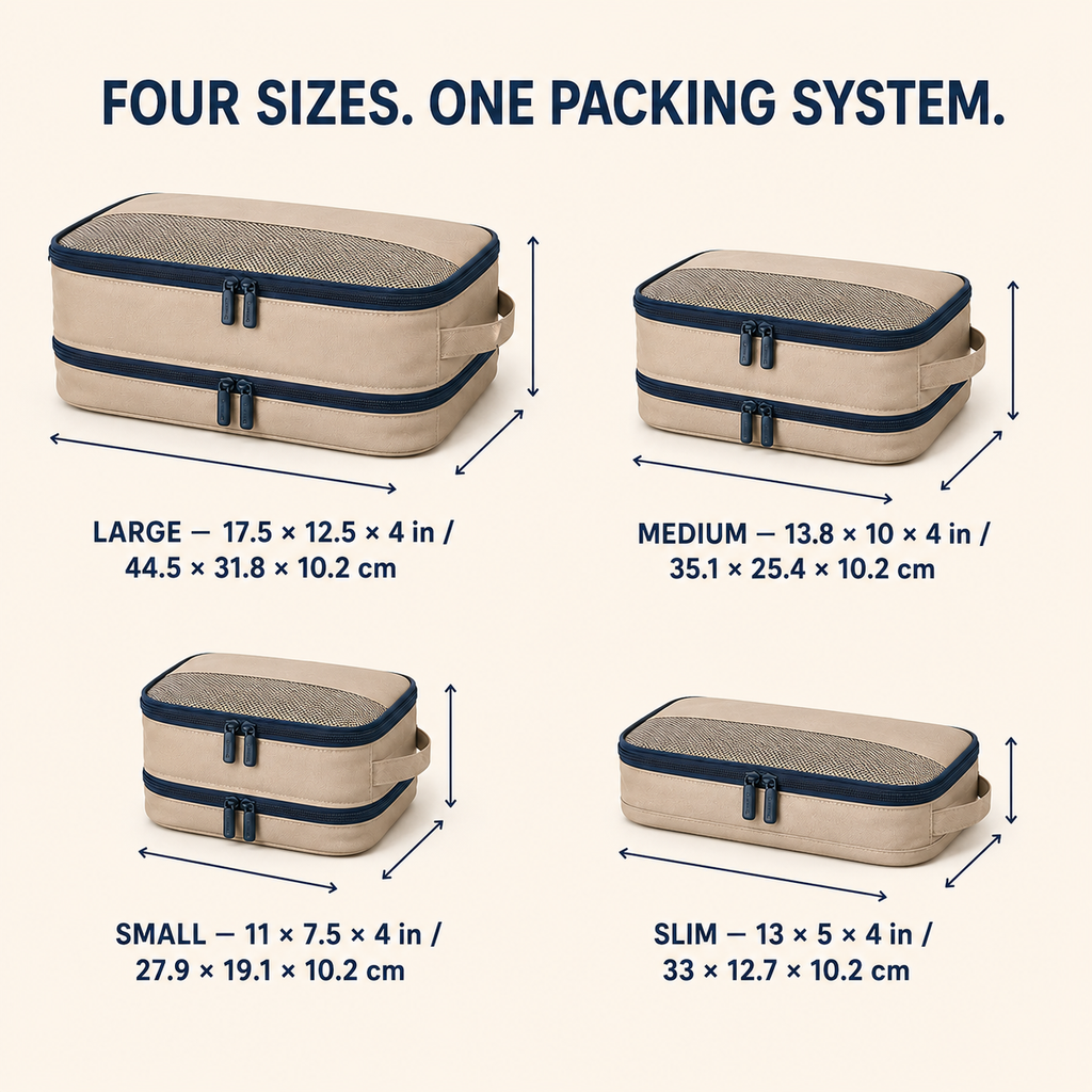 PackCove Compression Packing Cube Set – 4-Piece Travel Organizers