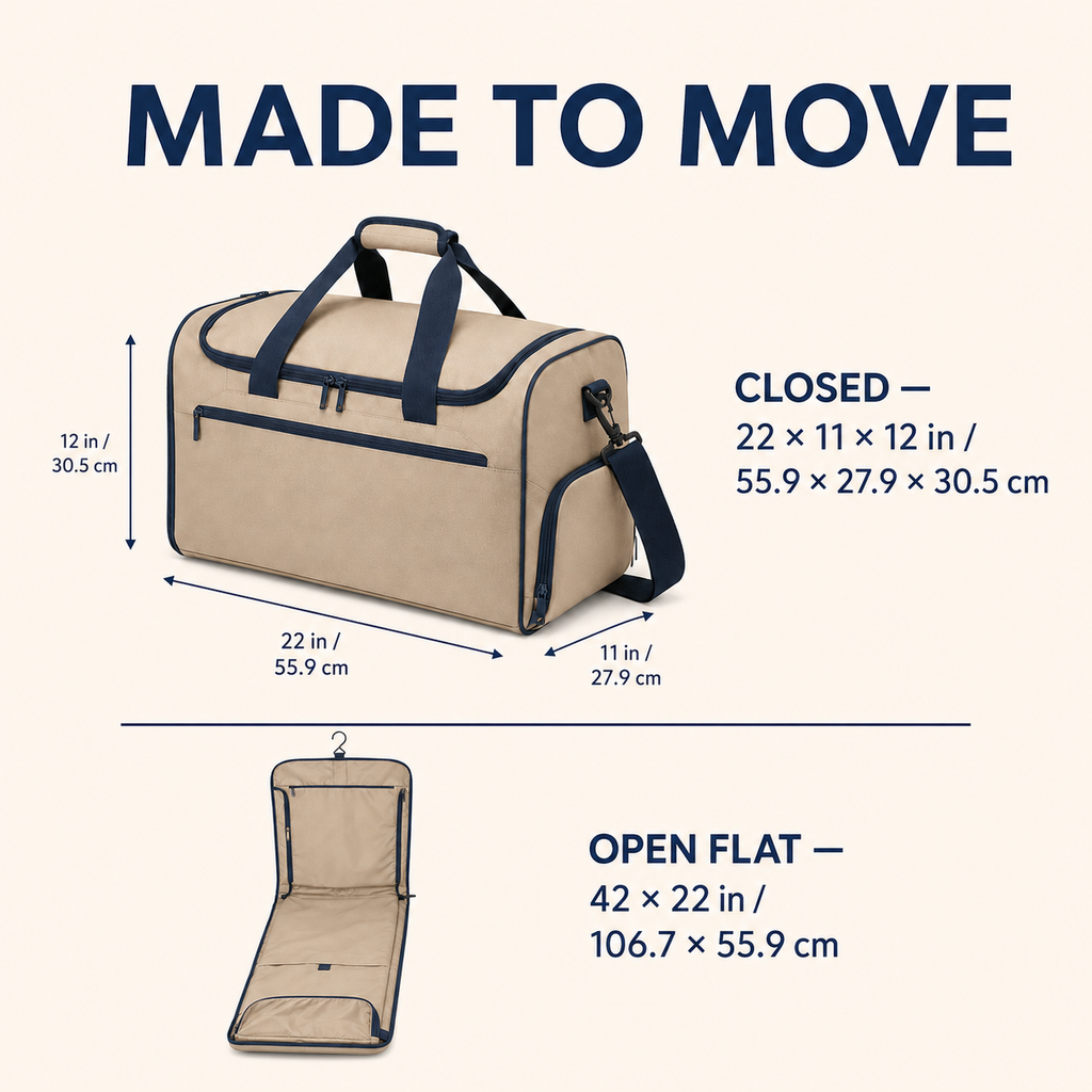 FoldRoute Convertible Garment Travel Bag – Carry-On Duffel