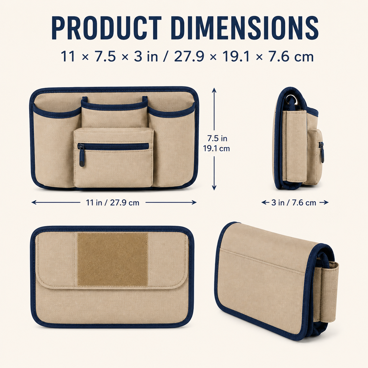 CarryDock Luggage Handle Caddy with Two Cup Pockets