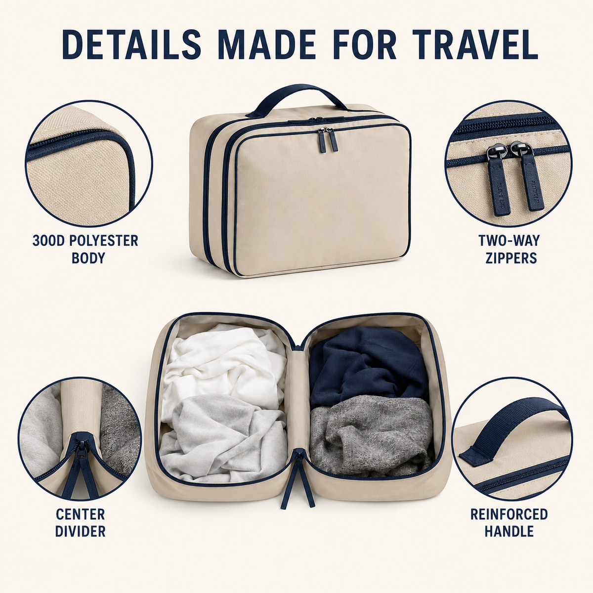 SplitPack Dual-Compartment Travel Laundry Pouch