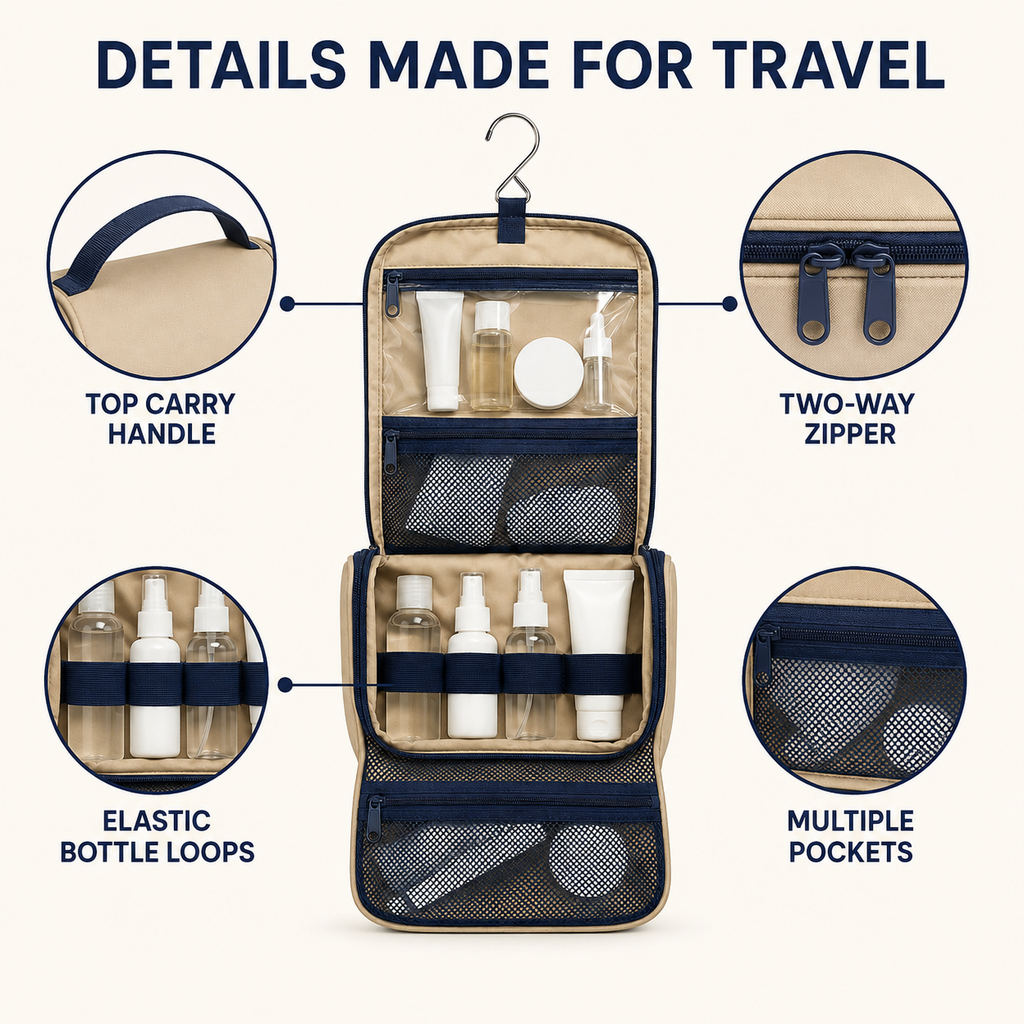RollEase Hanging Toiletry Organizer