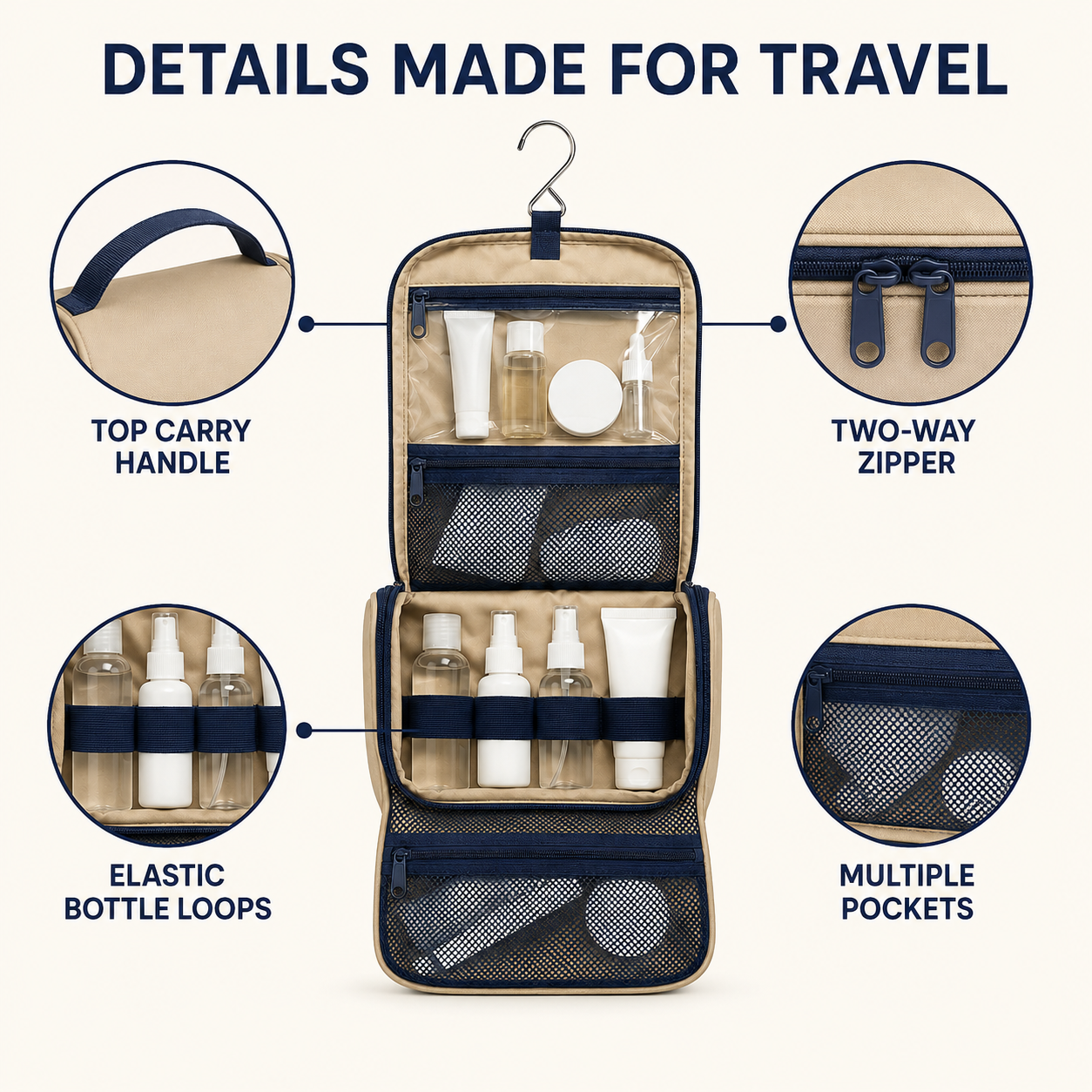RollEase Hanging Toiletry Organizer