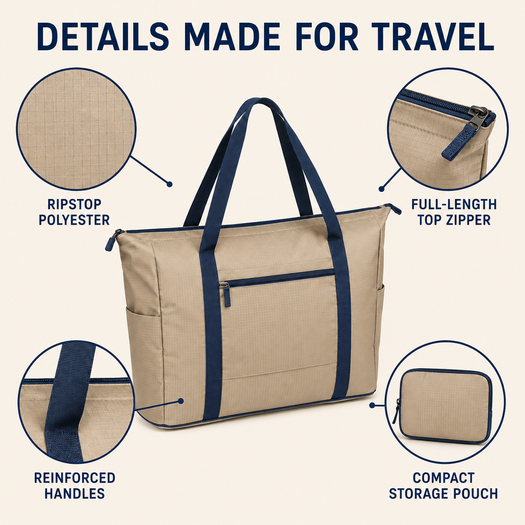 PackAway Foldable Travel Tote with Trolley Sleeve